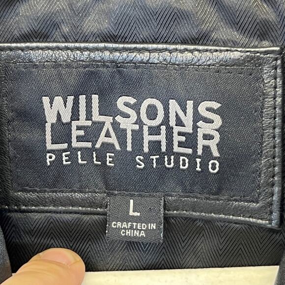 WILSONS Leather Pelle Studio 3-Button Jacket Women’s Size Large Collared - Picture 3 of 9
